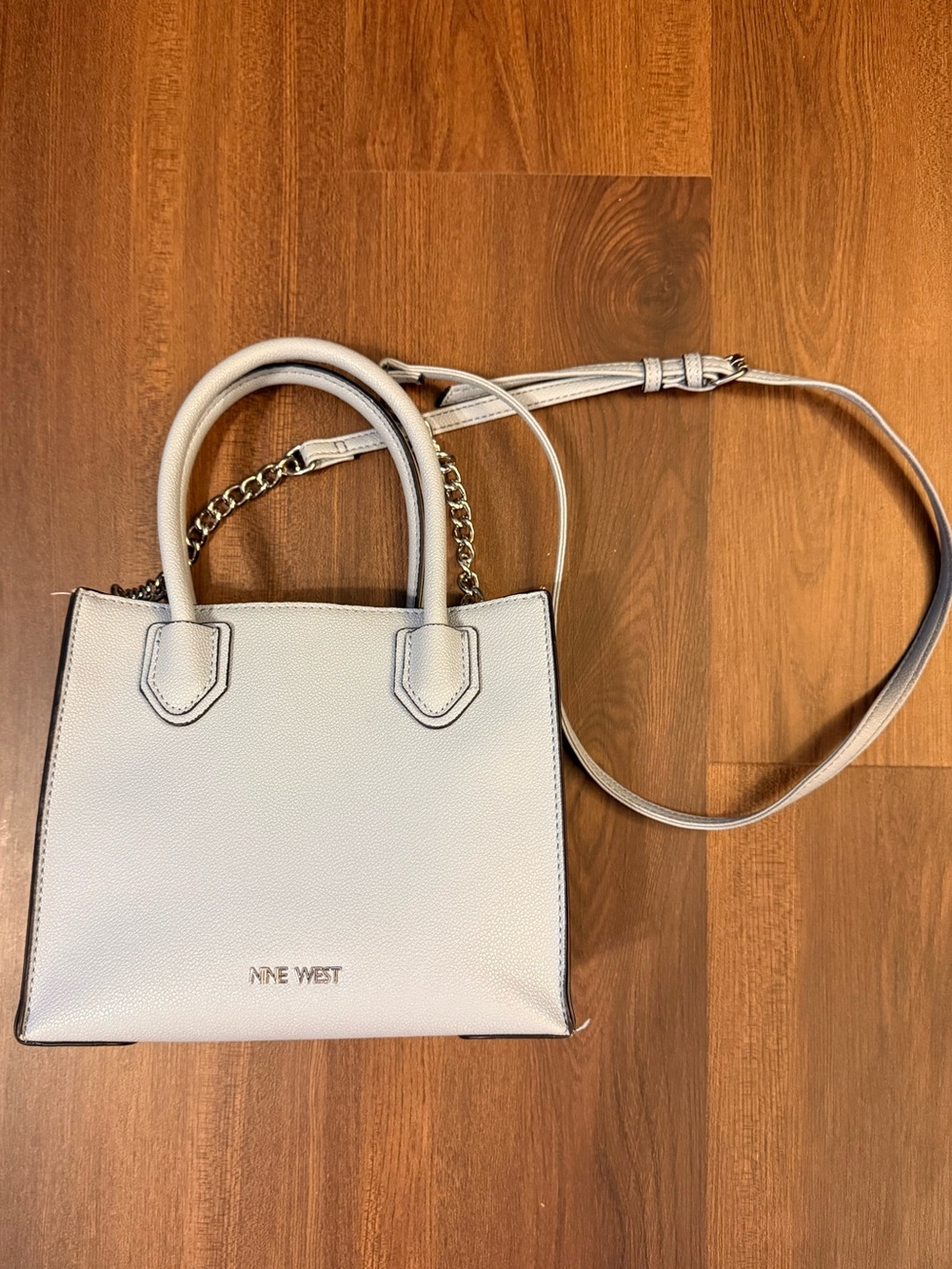 Nine West Powder Blue Pebbled Satchel with Chain Strap